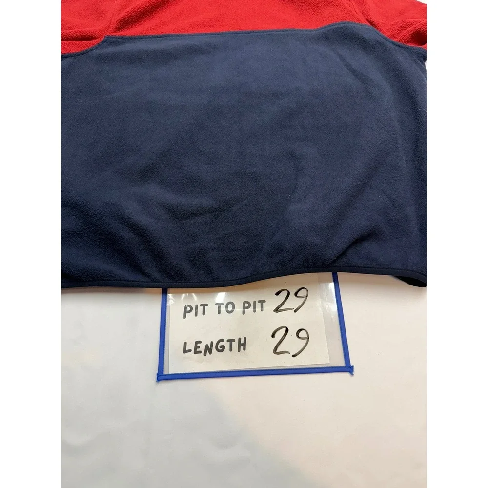 LANDS END Mens XXL 50-52 Red Navy Fleece Colorblock Long Sleeve 1/4 Snap Shirt - Picture 6 of 6